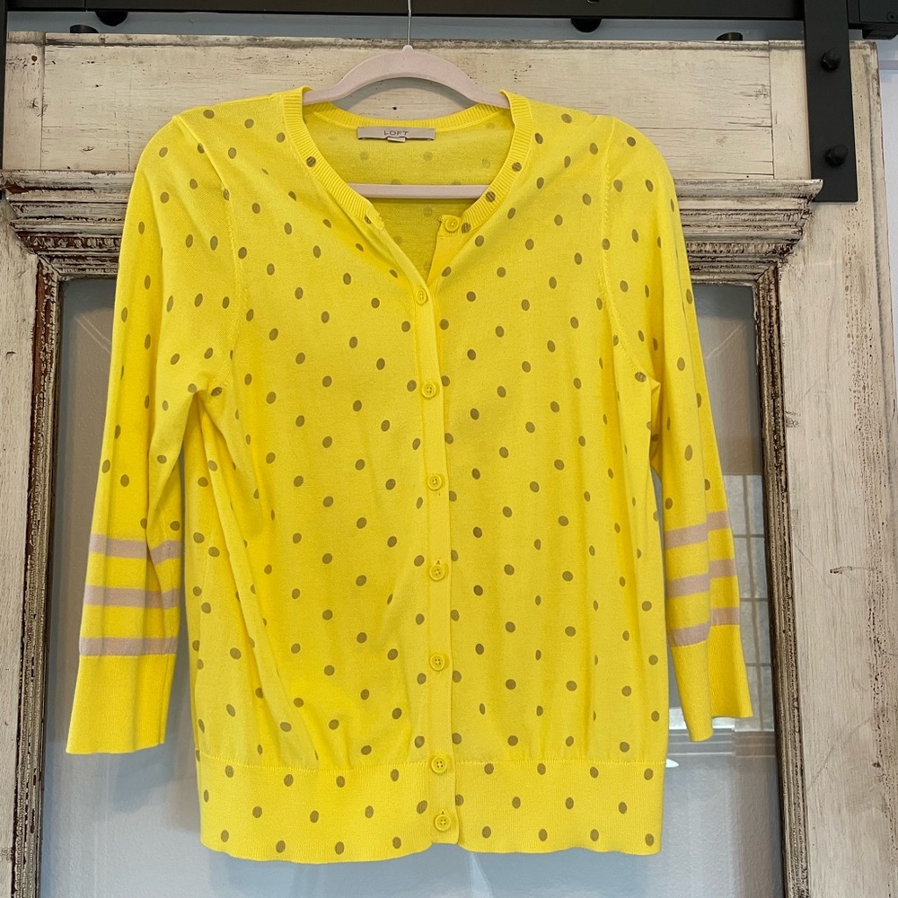 Yellow Polka Dot Loft Cardigan